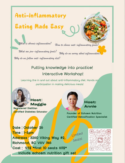 Workshop Series - Anti-Inflammatory Eating Made Easy 抗炎饮食工作坊